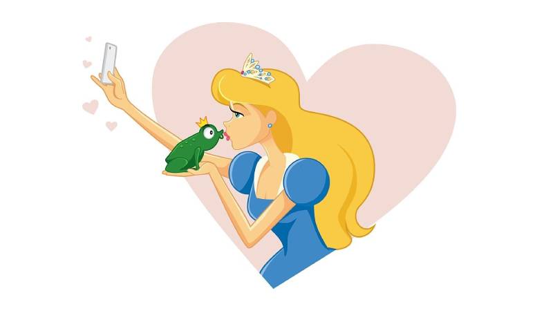 ilustrasi vector putri mencium pangeran kodok